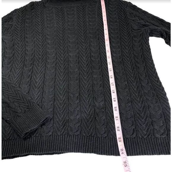 Lands' End Sz M Women's Navy Blue Chunky Knit Long Sleeve Turtleneck Sweater - Picture 4 of 9